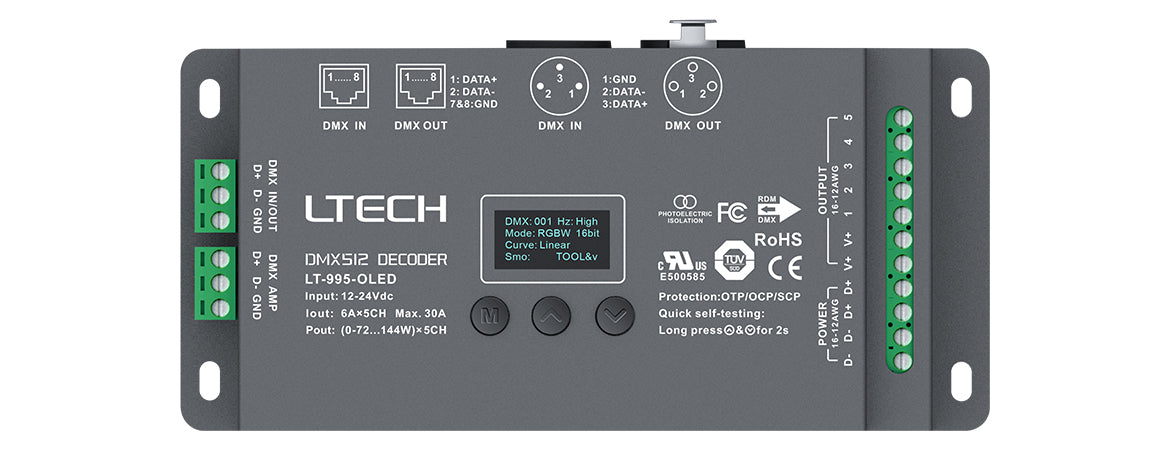 5CH CV DMX Decoder LT-995-OLED