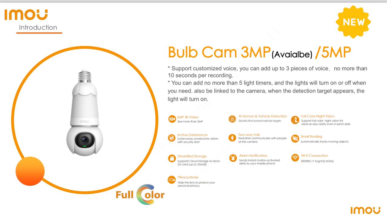 IMOU Telecamera Lampadina 3MP 360° Con Rilevamento Umani/Veicoli E Deterrenza Attiva