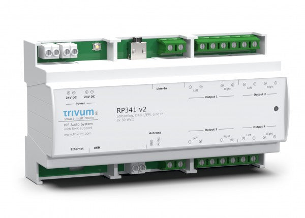 RP341v2/ 4xAmplifiers/4xStreamingClient / 1xAnalog line input / 4 zones from Trivum/ Germany