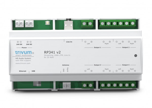 RP341v2/ 4xAmplifiers/4xStreamingClient / 1xAnalog line input / 4 zones from Trivum/ Germany